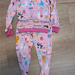 Little Sleepies Pink Pajama Set with Animal and Balloon Print